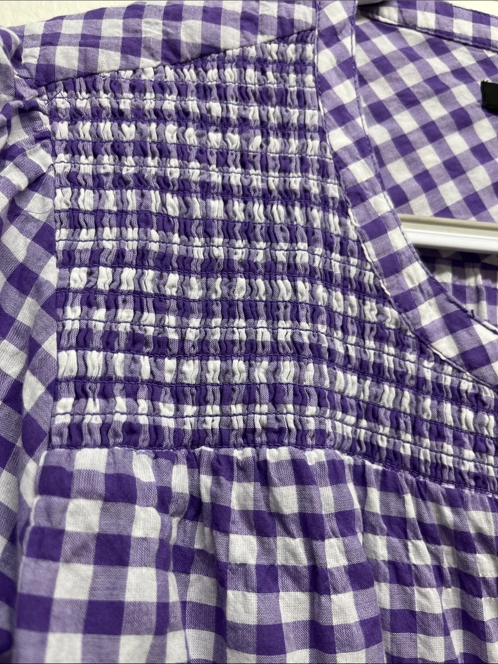 J.Crew Re-Imagined Purple Gingham Smocked Button-Front Women's Top Size XXL